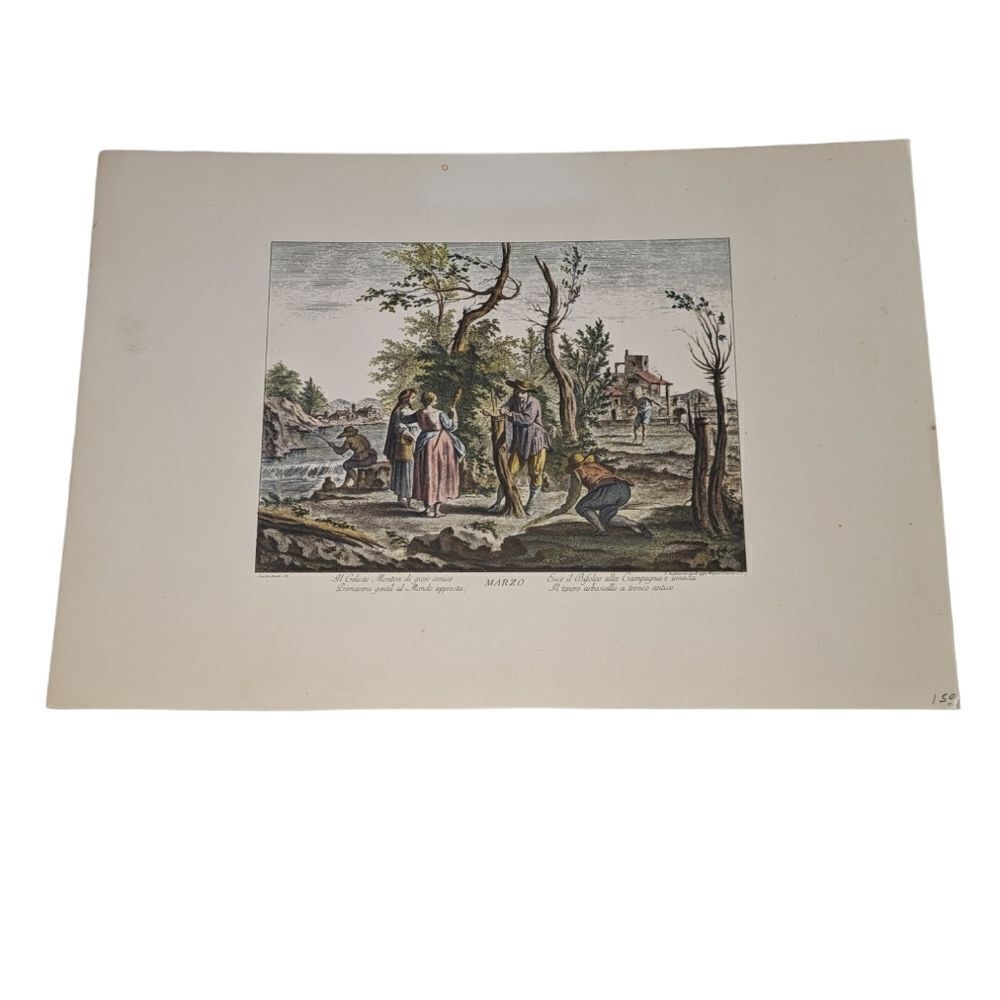 Giuseppe Zocchi vintage lithograph print Marzo